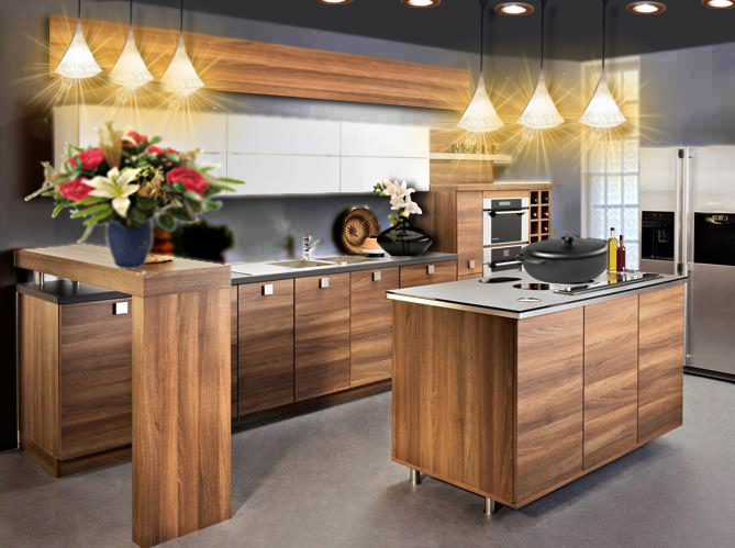 Photo Decoration : Cuisine moderne bois et parquet