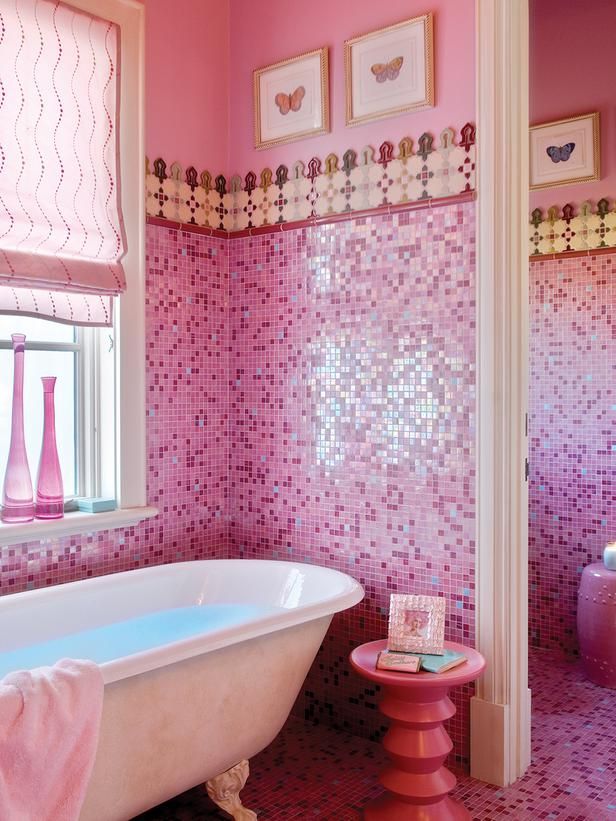 Décoration salle de bain rose