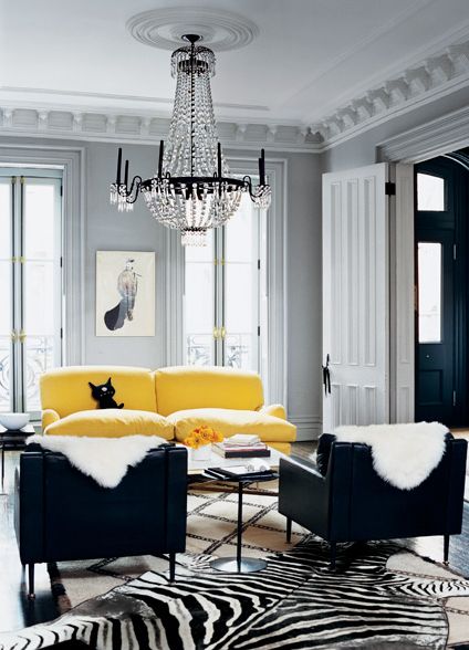 Décoration noir blanc jaune