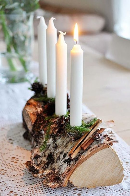 L’idée déco du dimanche : une bûche de Noël centre de table - Floriane