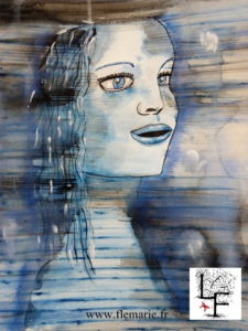 Dans le vent bleu  Aquarelle sur papier