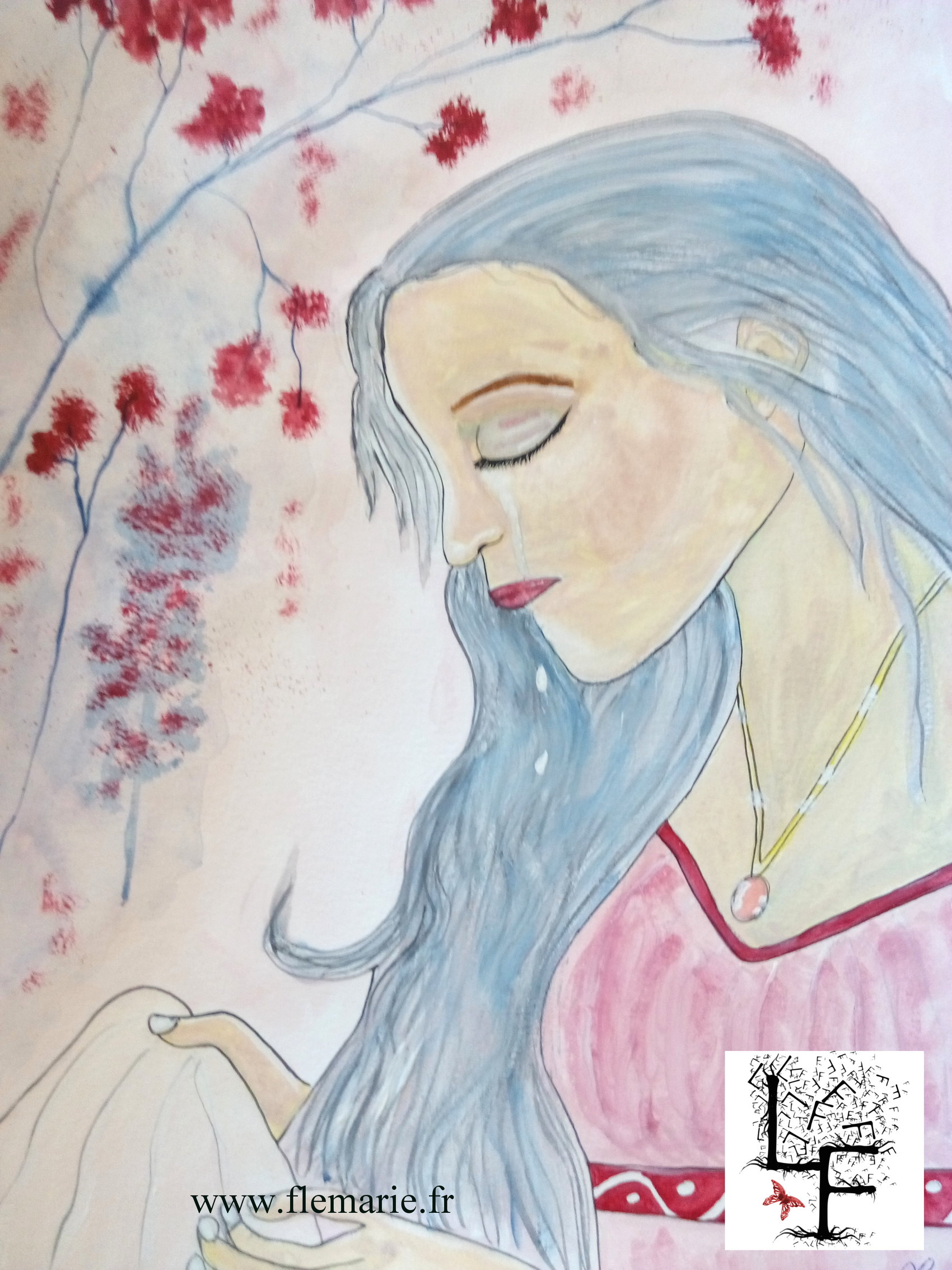 Jeune fille triste  Aquarelle sur papier