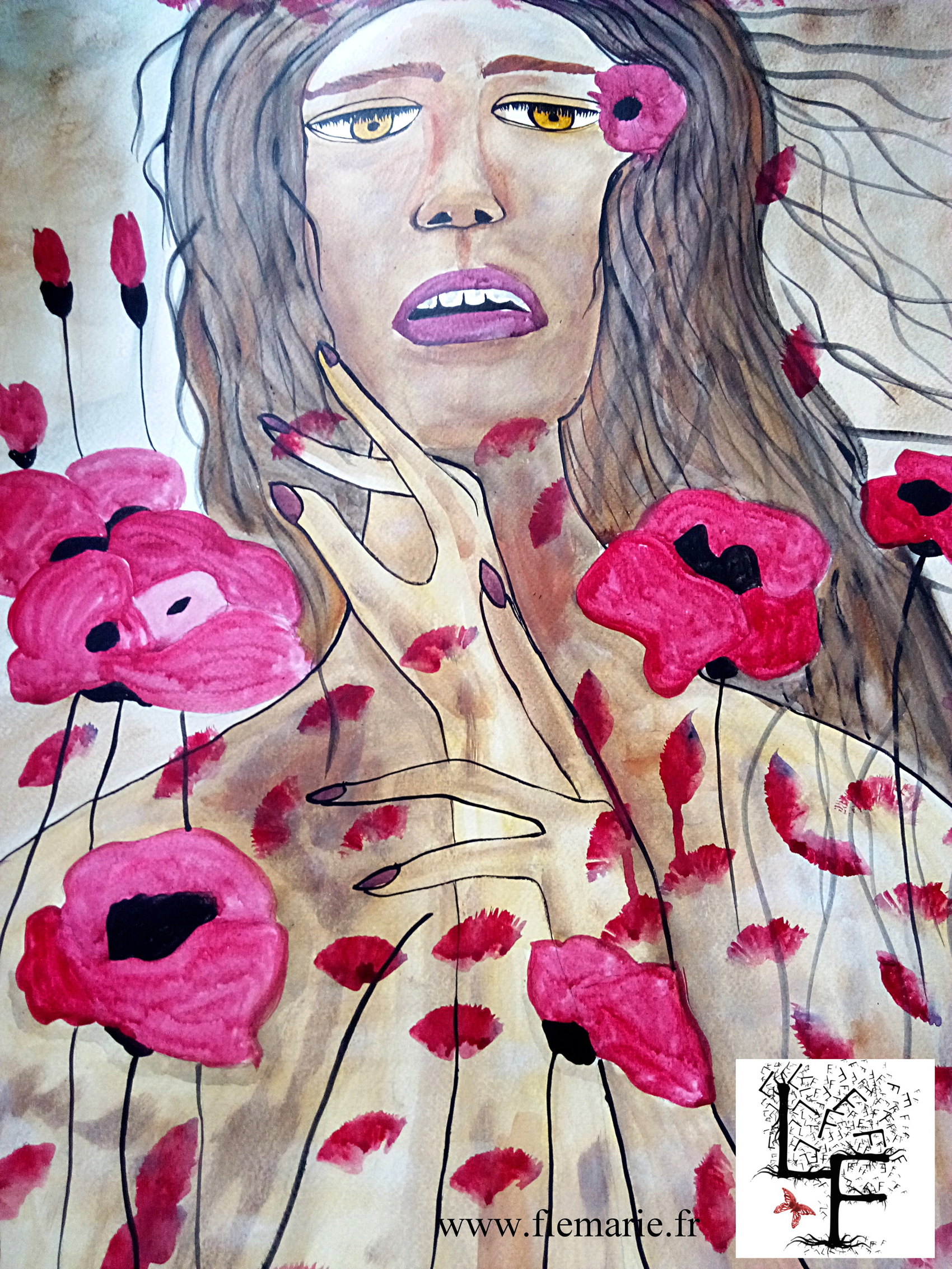 Les coquelicots  Aquarelle sur papier A2 300g/m2