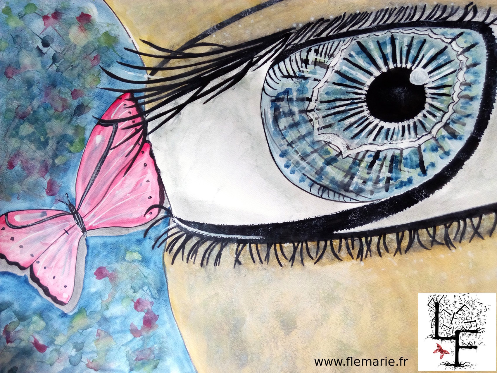 Oeil attentif  Aquarelle sur papier A2 300g/m2