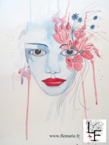 Regard fleuri  Aquarelle sur papier