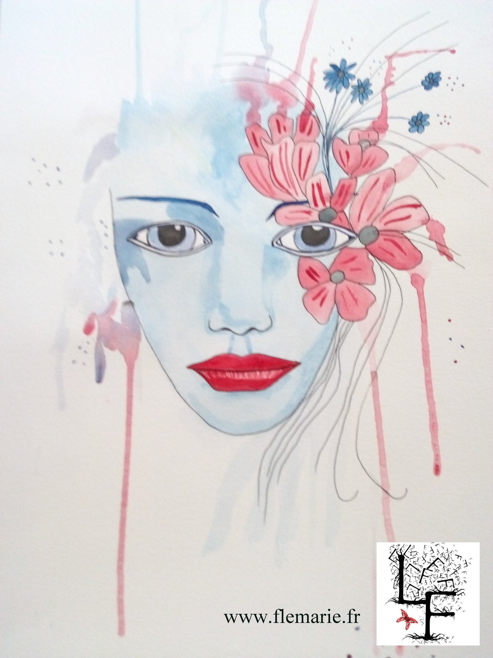 Regard fleuri  Aquarelle sur papier