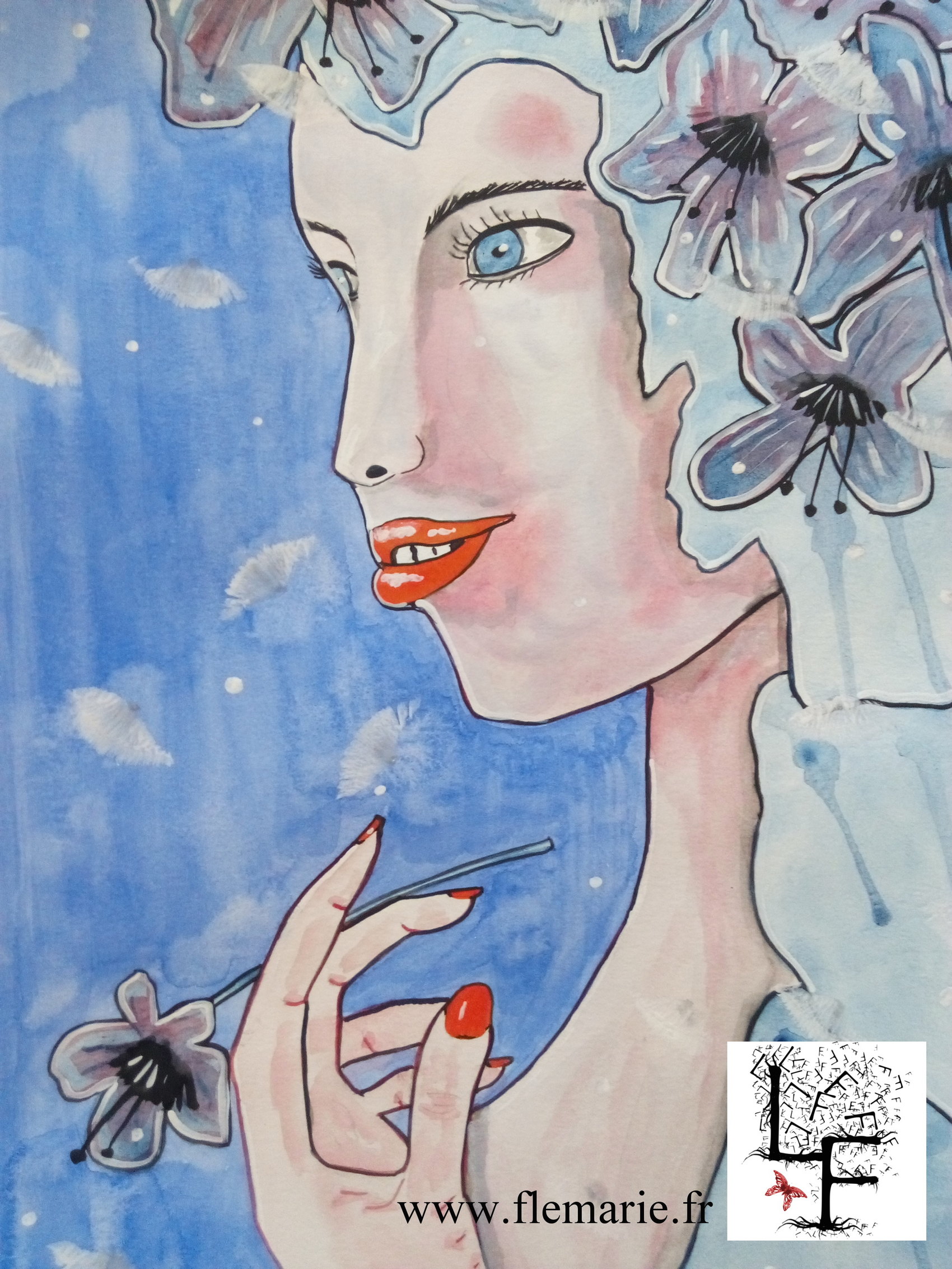 Rêve bleu  Aquarelle sur papier