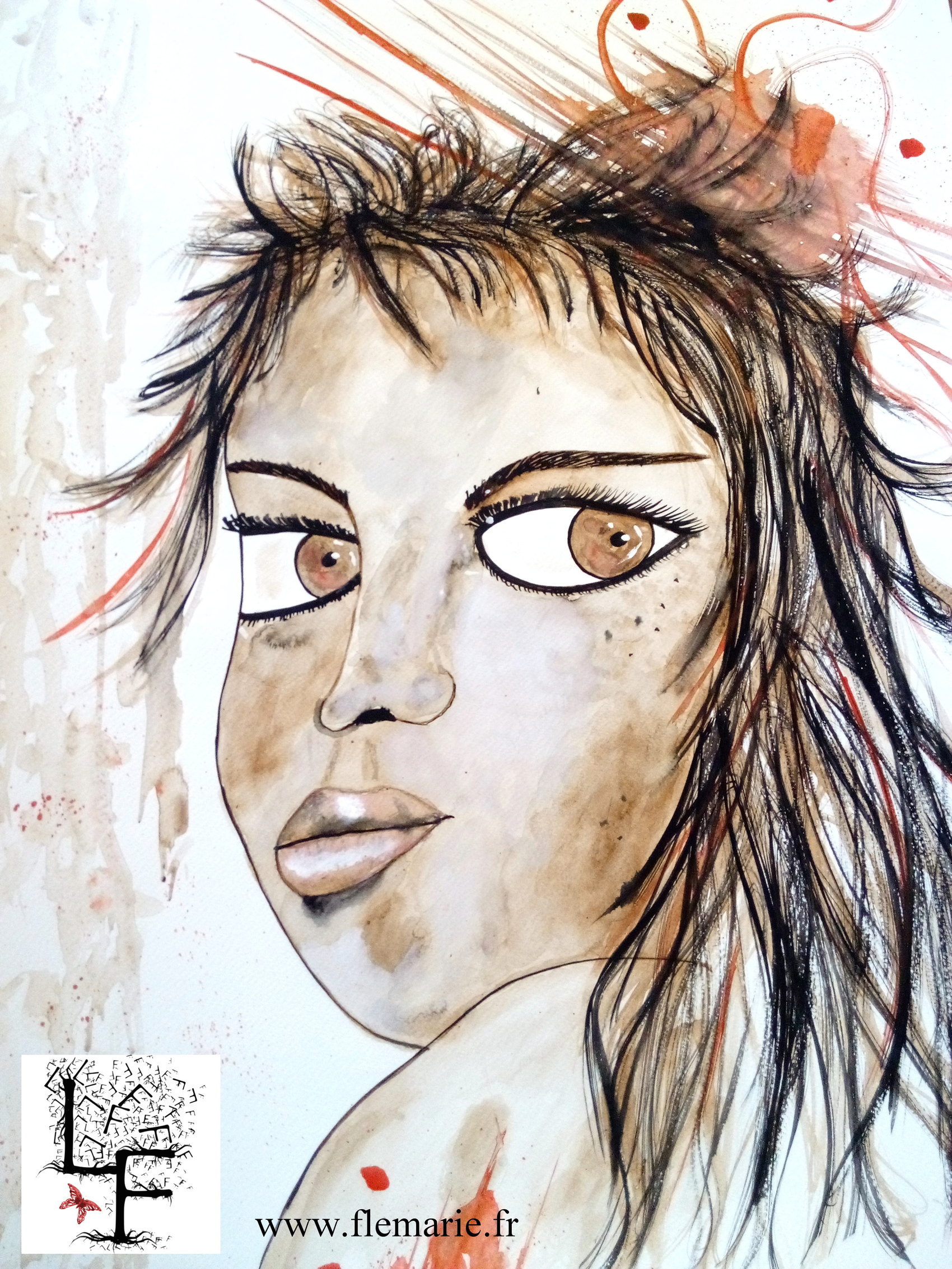 Sur le qui-vive  Aquarelle sur papier A2 300g/m2