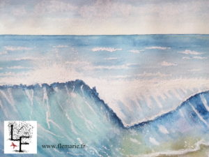 Vagues  Aquarelle et gouache sur papier