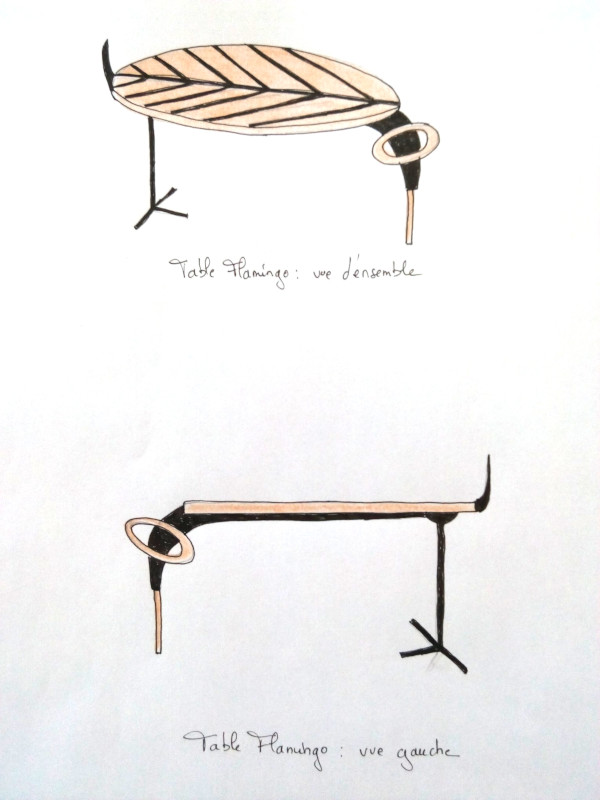 Création table basse Flamingo par Floriane Lemarié