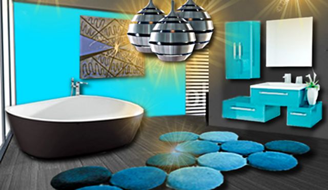 Salle de bain bleue